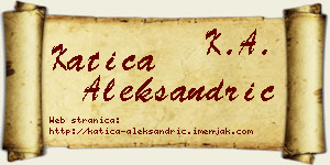 Katica Aleksandrić vizit kartica